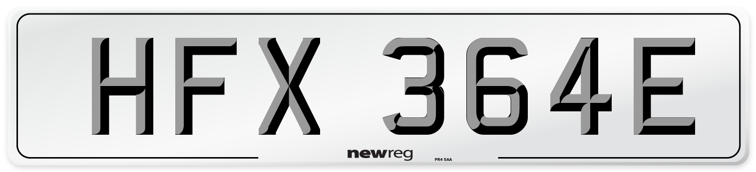 HFX 364E Number Plate from New Reg